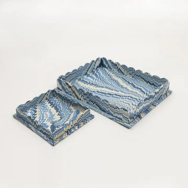 Marbled Rectangle Scallop Tray Set