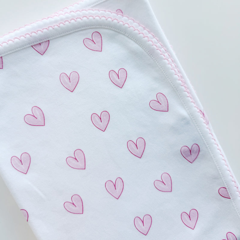 Pink Heart Print Blanket