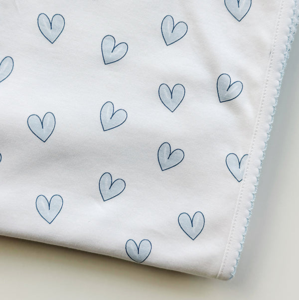 Blue Heart Print Blanket