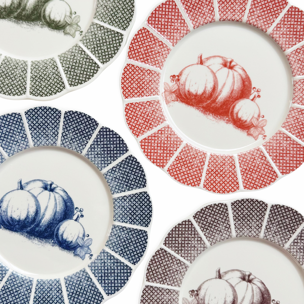 Pumpkin Scalloped Melamine Plates, Set of 4