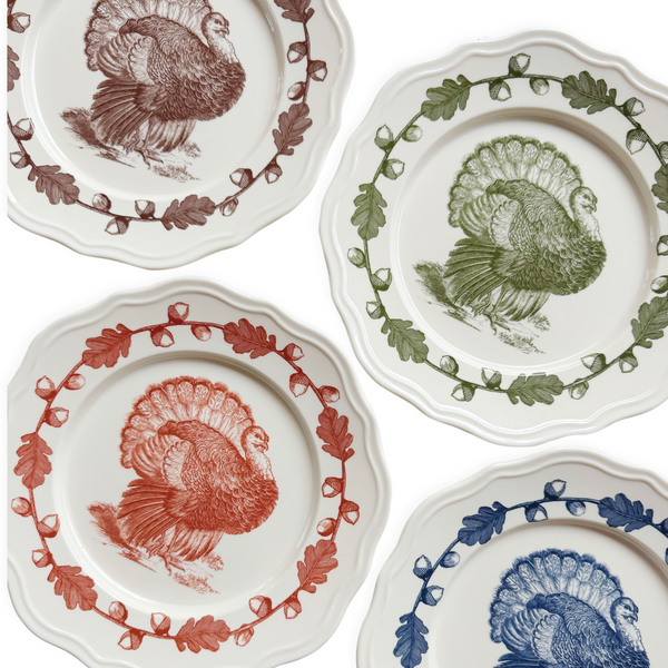 Turkey Scalloped Melamine Plates, Set of 4