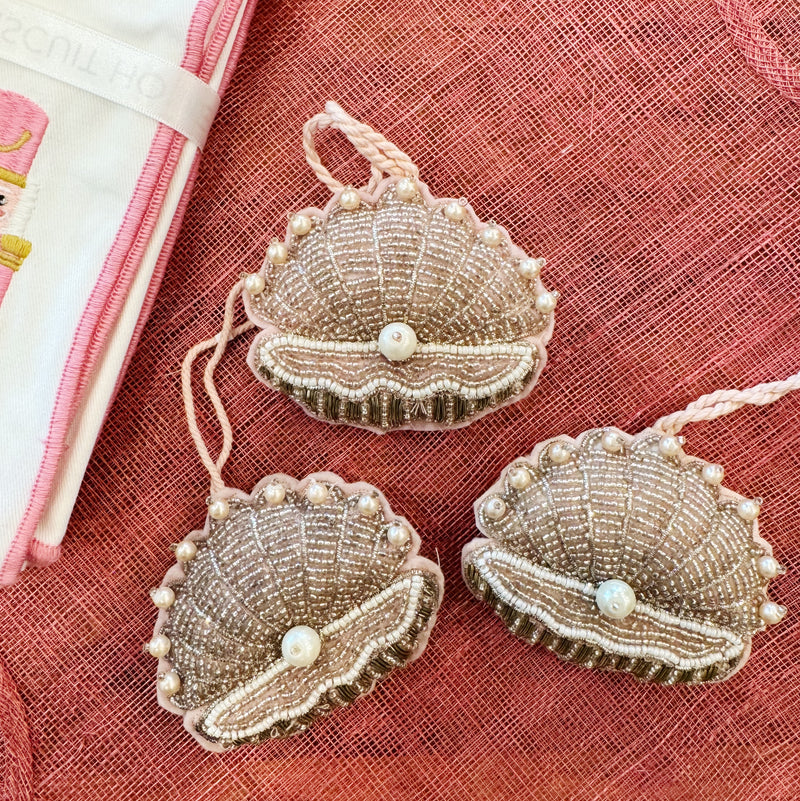 Beaded Clam Shell Ornament