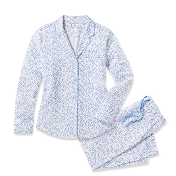 Women's Twill Pajama Set in Bluehearts