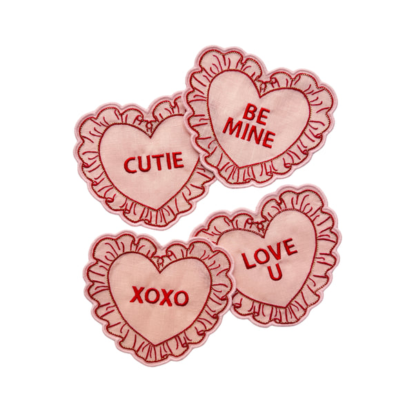 Frilly Heart Cocktail Napkins, set of 4