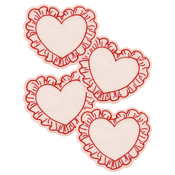 Frilly Heart Cocktail Napkins, set of 4