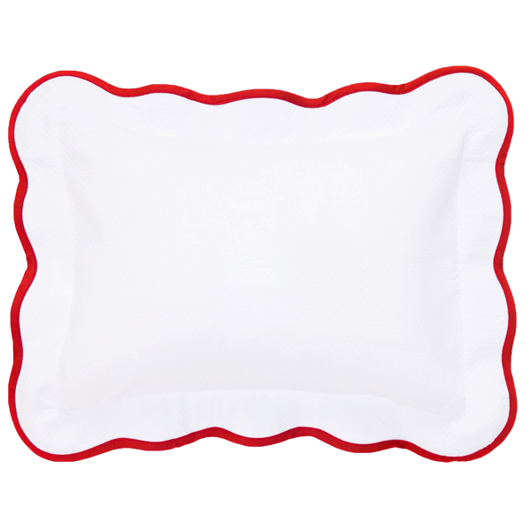 Red Pique Scallop Boudoir Sham