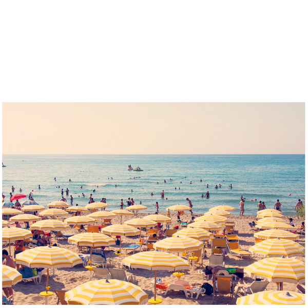 Cefalù Yellow Umbrellas Framed Print