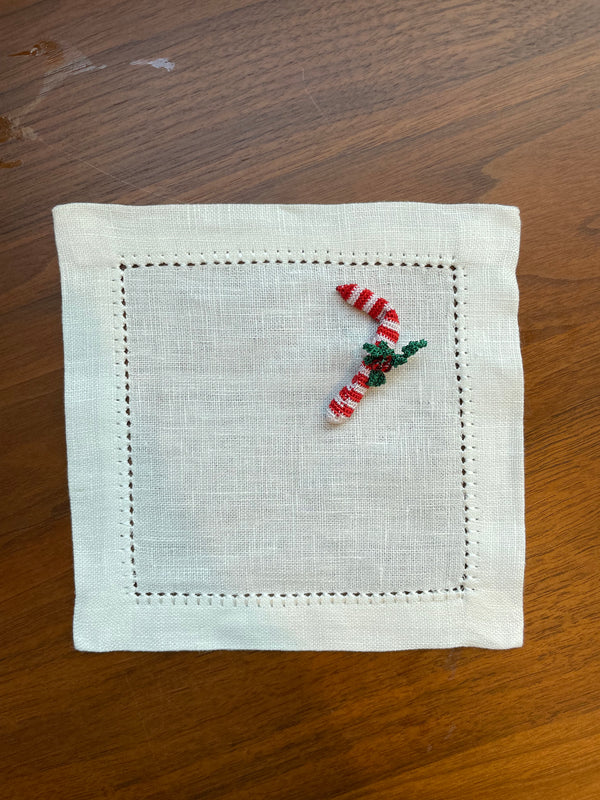 Candy Cane Cocktail Napkins, set of 4