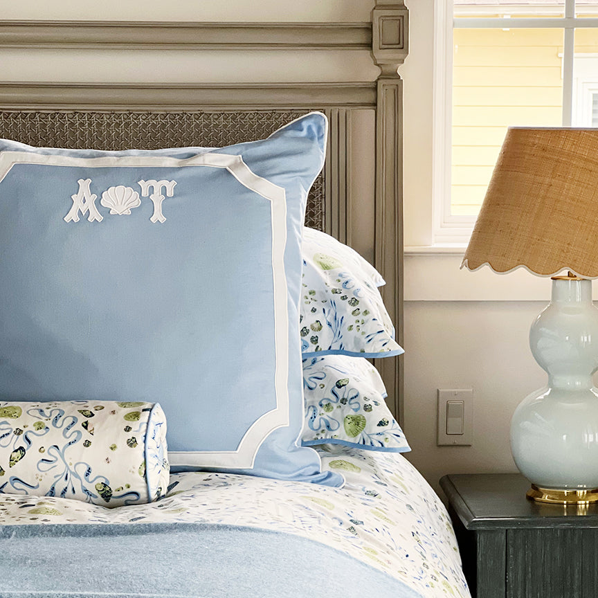 Cornflower Blue Border Shams – Biscuit Home